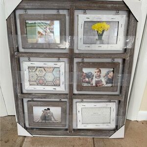 Rustic Multi-Photo Frame in Brown and White